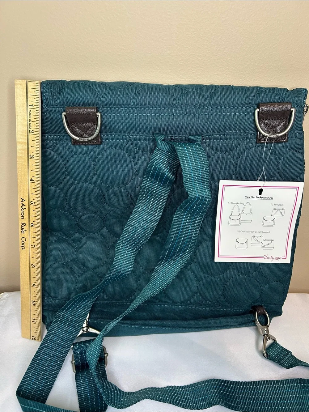 thirty-one Teal Quilted Circle-Pattern Backpack